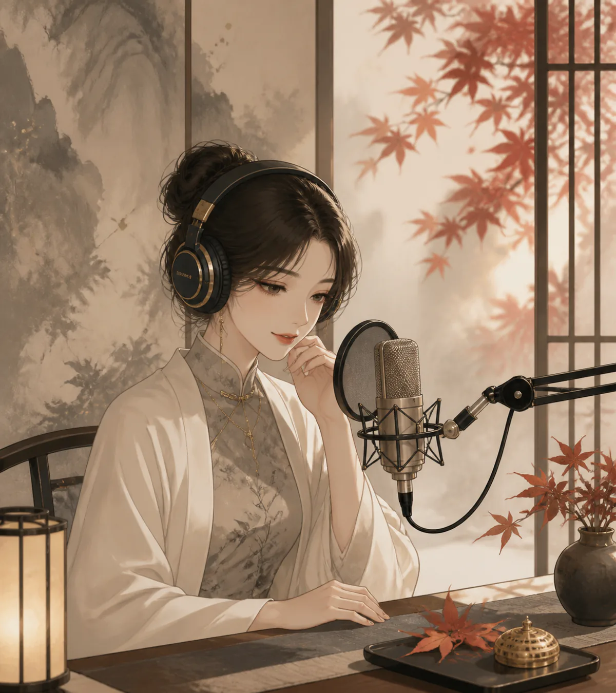 语音直播东方插画 1